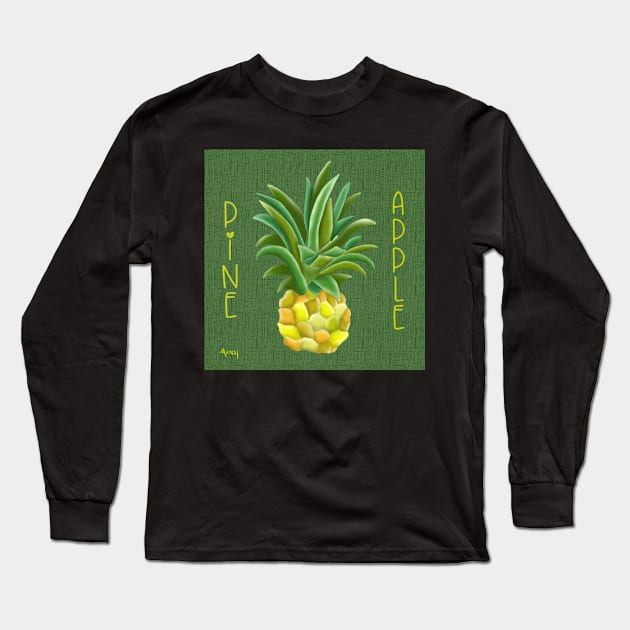 Pineapple Long Sleeve T-Shirt by MarcyBrennanArt